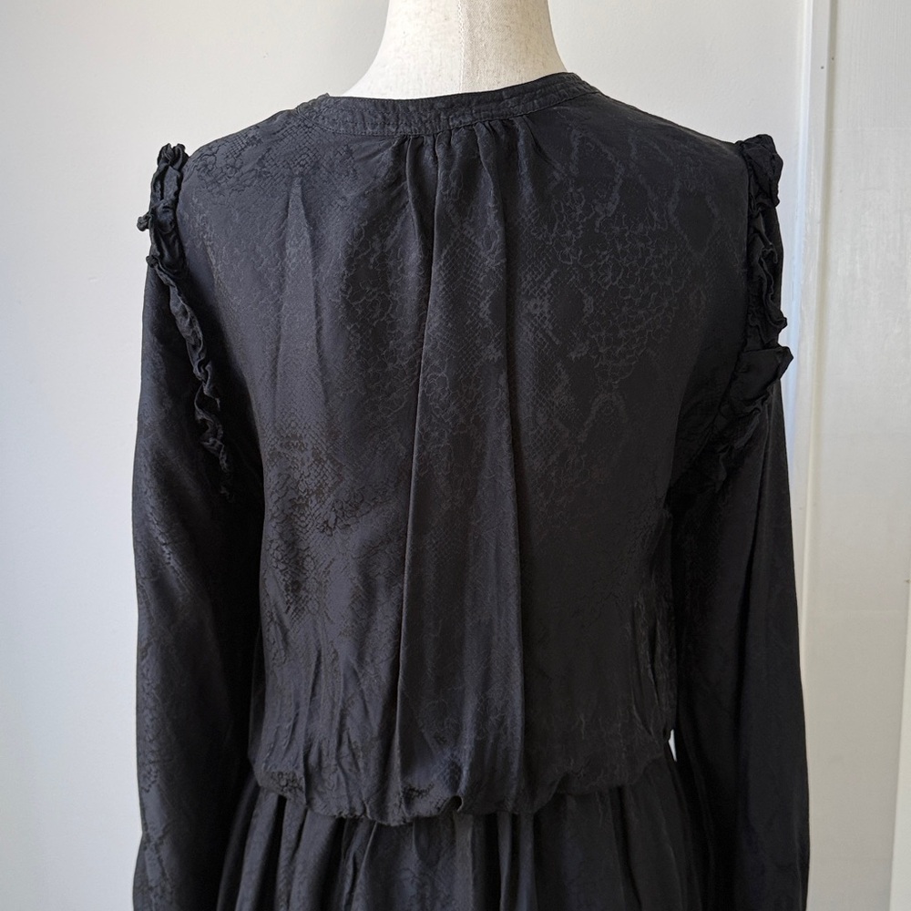 Zadig & Voltaire Black Maxi Dress Long Sleeve  Roar Jac Python Silk Blend Med - Picture 8 of 12